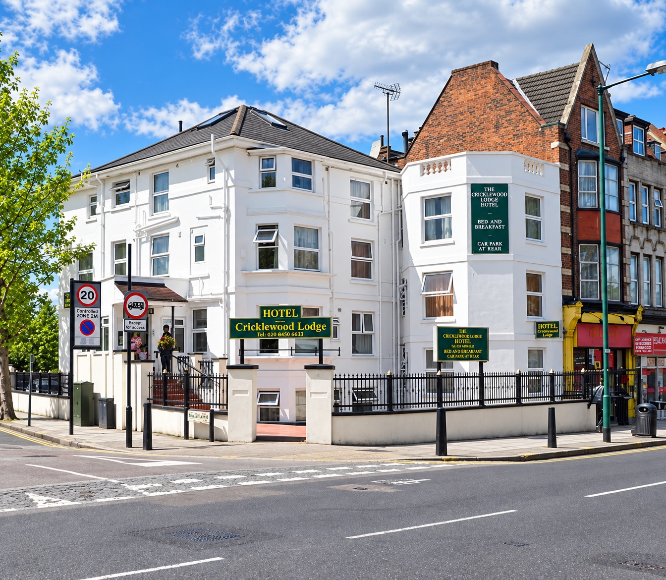 Cricklewood Lodge Hotel exterior on Cricklewood Broadway